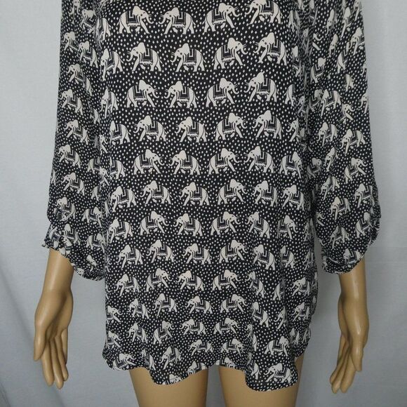 Pixley Stitch Fix Elephant 3/4 Sleeve Blouse Top L - Picture 4 of 10